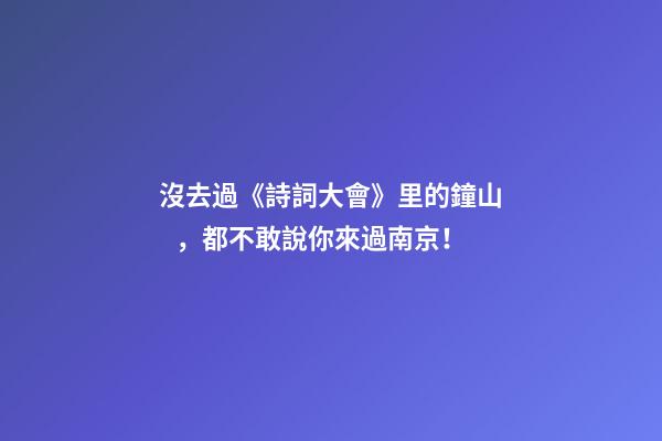 沒去過《詩詞大會》里的鐘山，都不敢說你來過南京！